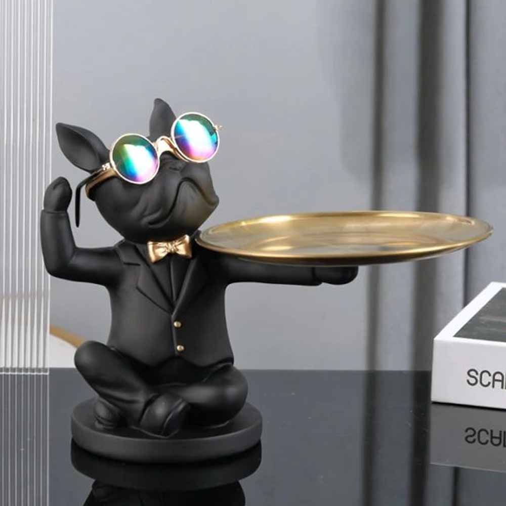Bulldog Sentado Decorativo Black - Bandeja