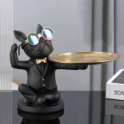 Bulldog Sentado Decorativo Black - Bandeja