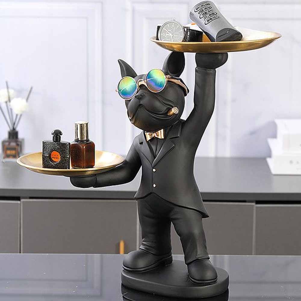 Mr. Bulldog Mayordomo Decorativo Black - Doble Bandeja