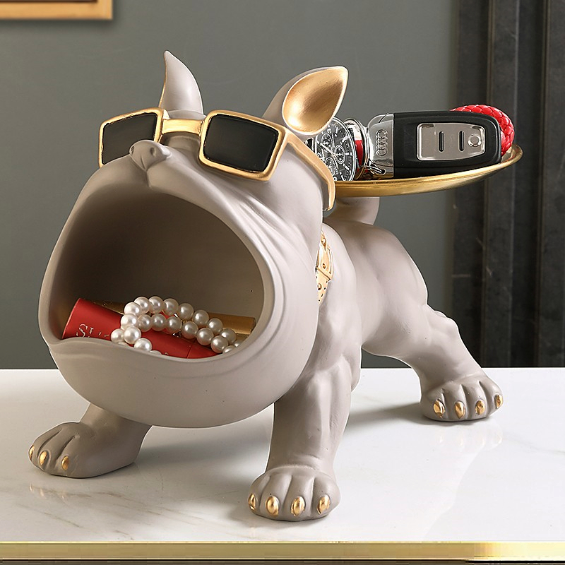 Bulldog Francés Boca Grande Decorativo Beige - Bandeja