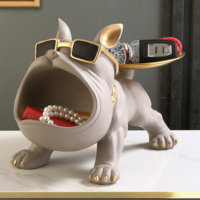 Bulldog Francés Boca Grande Decorativo Beige - Bandeja