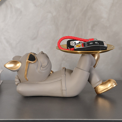 Mr. Bulldog Beige de Resina Decorativo Acostado