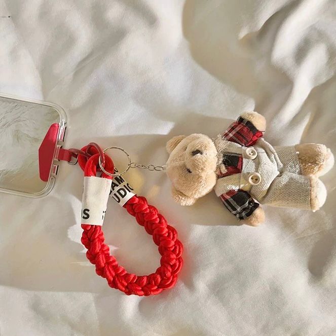 Correa Trenzado con Adaptador para Celular Oso Pareja Mujer