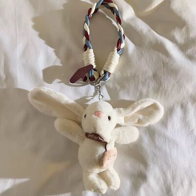  Correa Trenzado con Adaptador para Celular Diseño Conejo Blanco