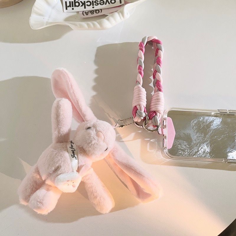 Correa Trenzado con Adaptador para Celular Diseño Conejo Marrón