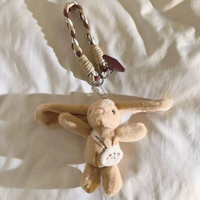 Correa Trenzado con Adaptador para Celular Diseño Conejo Marrón