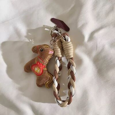 Correa Trenzado con Adaptador para Celular Caballo Marrón