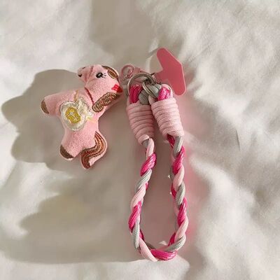 Correa Trenzado con Adaptador para Celular Caballo Rosa