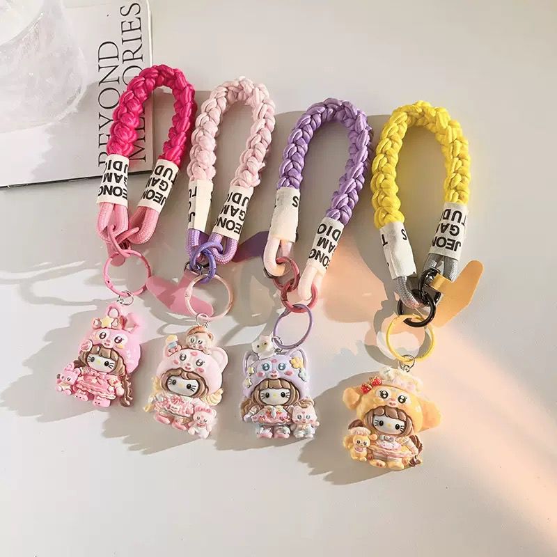 Correa Trenzado/Adaptador para Celular Hello kitty Oso