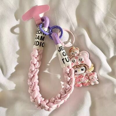 Correa Trenzado/Adaptador para Celular Hello kitty Oso