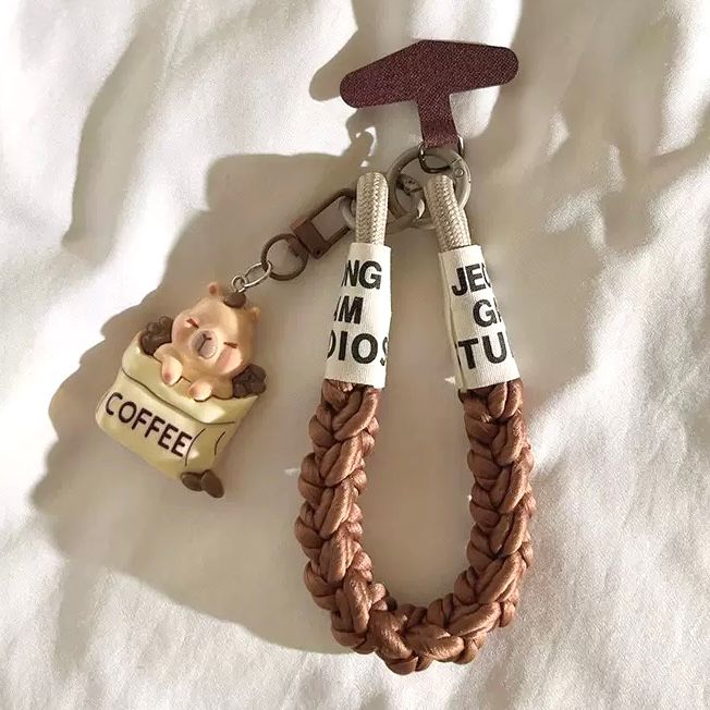 Correa Trenzado/Adaptador para Celular Capybara Café 4