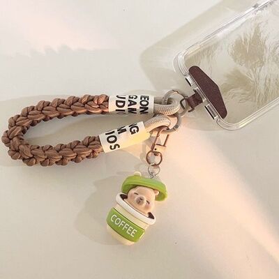 Correa Trenzado/Adaptador para Celular Capybara Café 4