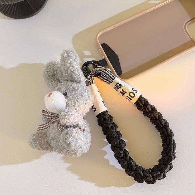 Correa Trenzado/Adaptador para Celular Conejo Blanco