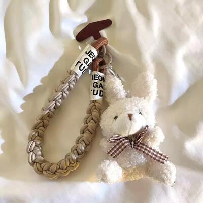 Correa Trenzado/Adaptador para Celular Conejo Blanco