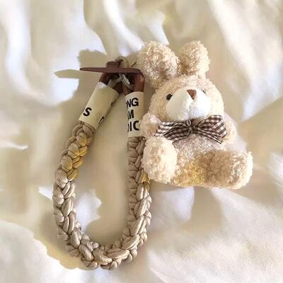 Correa Trenzado/Adaptador para Celular Conejo Beige