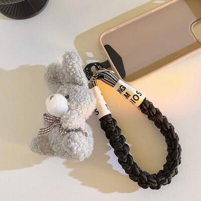 Correa Trenzado/Adaptador para Celular Conejo Beige