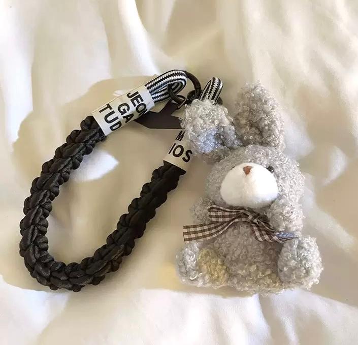 Correa Trenzado/Adaptador para Celular Conejo Gris