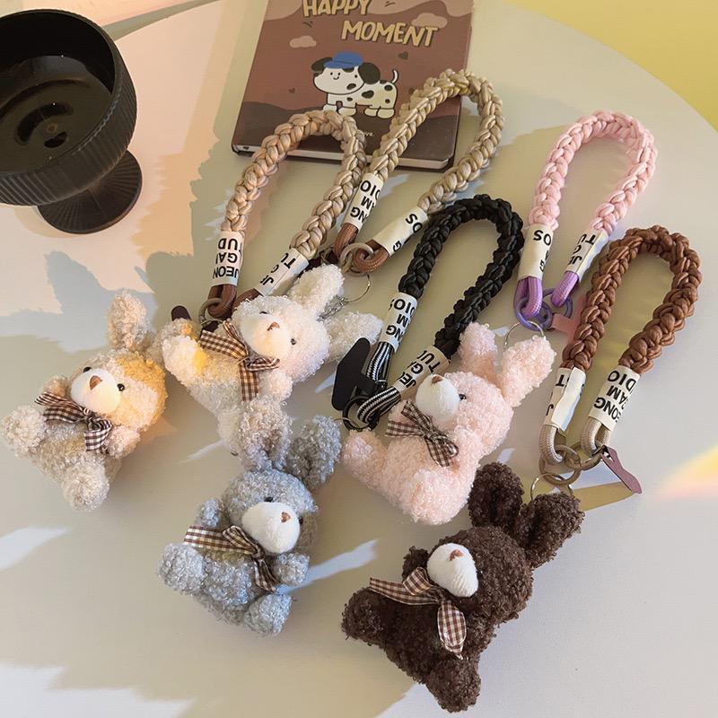 Correa Trenzado/Adaptador para Celular Conejo Rosa