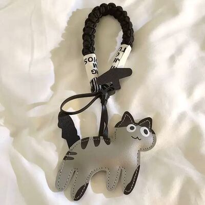 Correa Trenzado/Adaptador para Celular Gato Gris