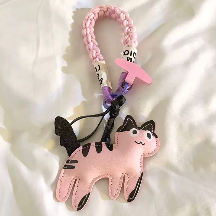 Correa Trenzado/Adaptador para Celular Gato Rosa