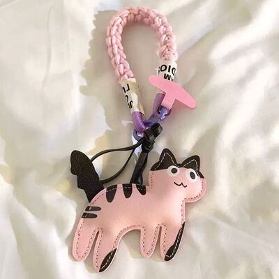 Correa Trenzado/Adaptador para Celular Gato Rosa