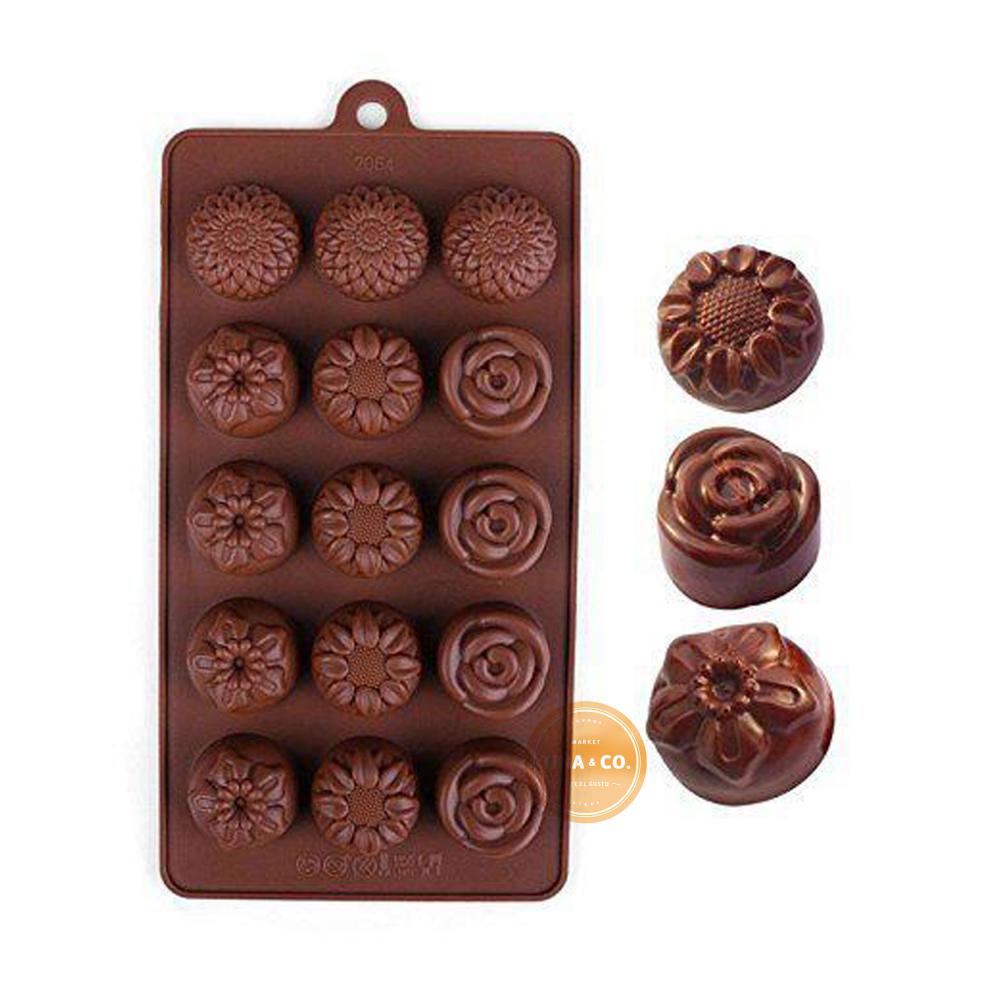 Molde De Chocolatería Flores 15U