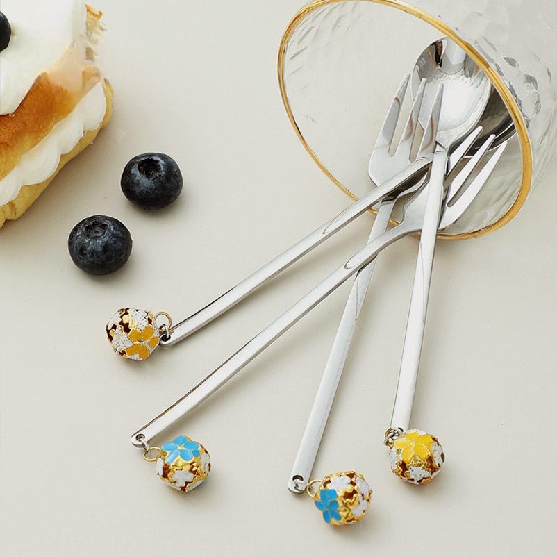 Set Cucharita y Tenedor Oriental Flower x2 Unidades