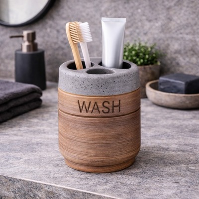 Vaso Porta Cepillos con Divisiones Línea Gray Stone