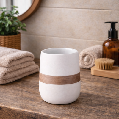 Vaso Portacepillos sin Divisiones Línea White Wood