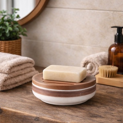 Jabonera Línea White Wood