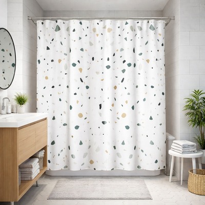 Cortina de Ducha Impermeable/Lavable Línea Piedras Terrazo