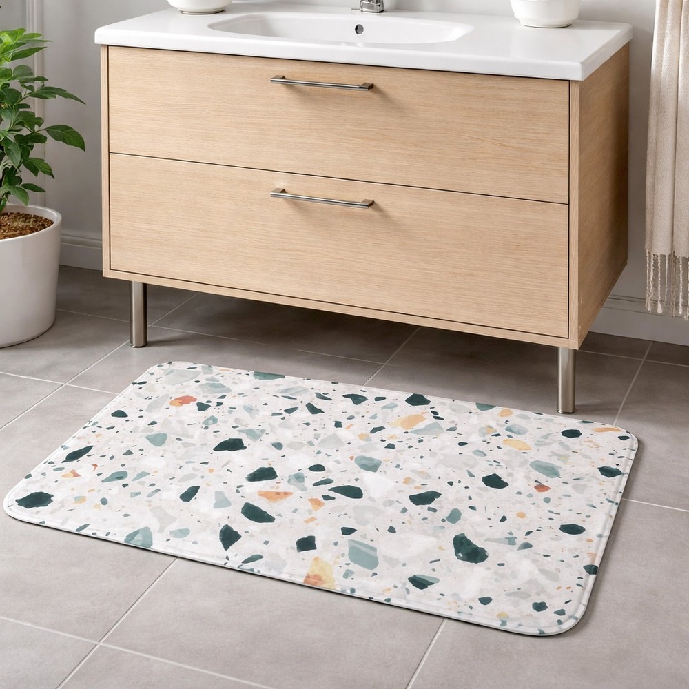 Alfombra Absorbente de Baño Línea Piedras Terrazo