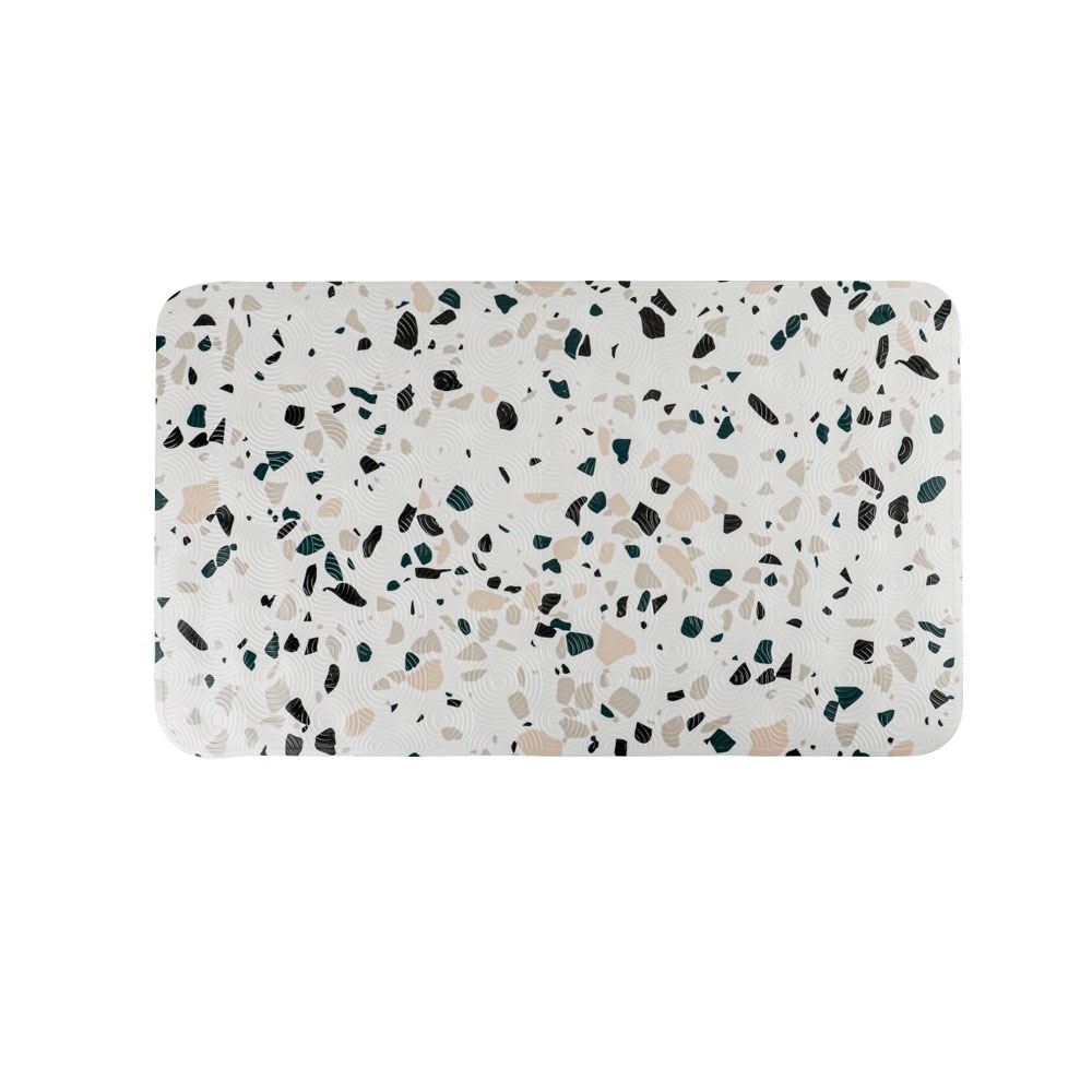 Alfombra Rectangular de Goma para Baño Línea Piedras Terrazo