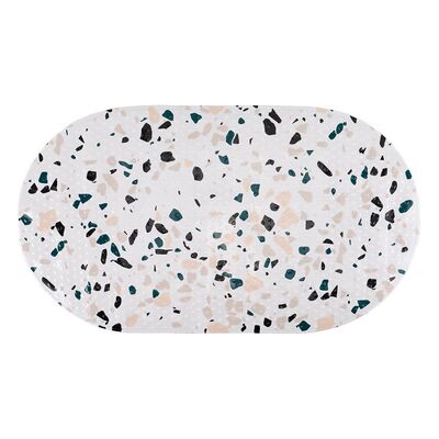 Alfombra Ovalada de Goma para Baño Línea Piedras Terrazo