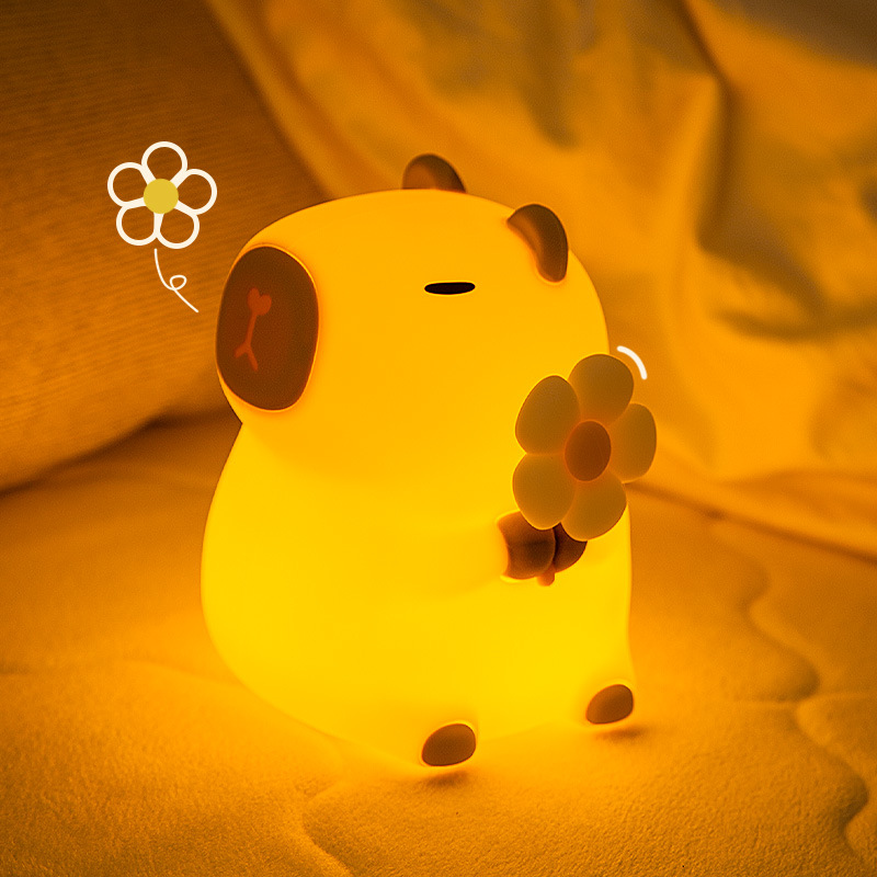 Lámpara Nocturna con Carga USB Capybara Flor