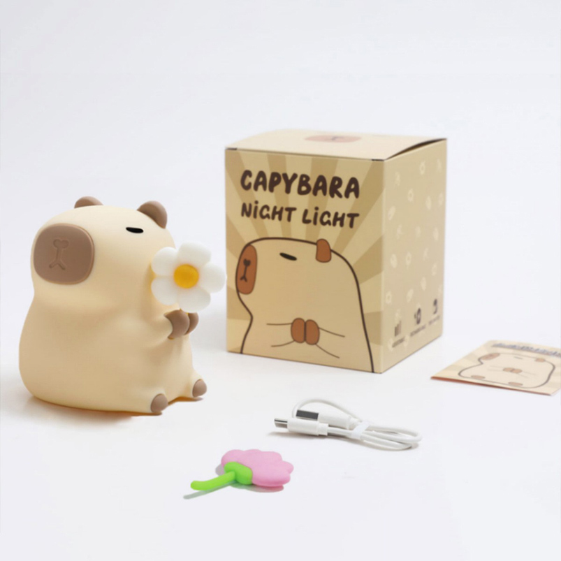 Lámpara Nocturna con Carga USB Capybara Flor