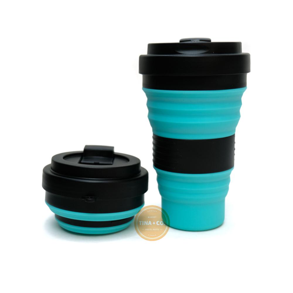 Vaso de Silicona Deportivo Plegable Celeste - 550ml