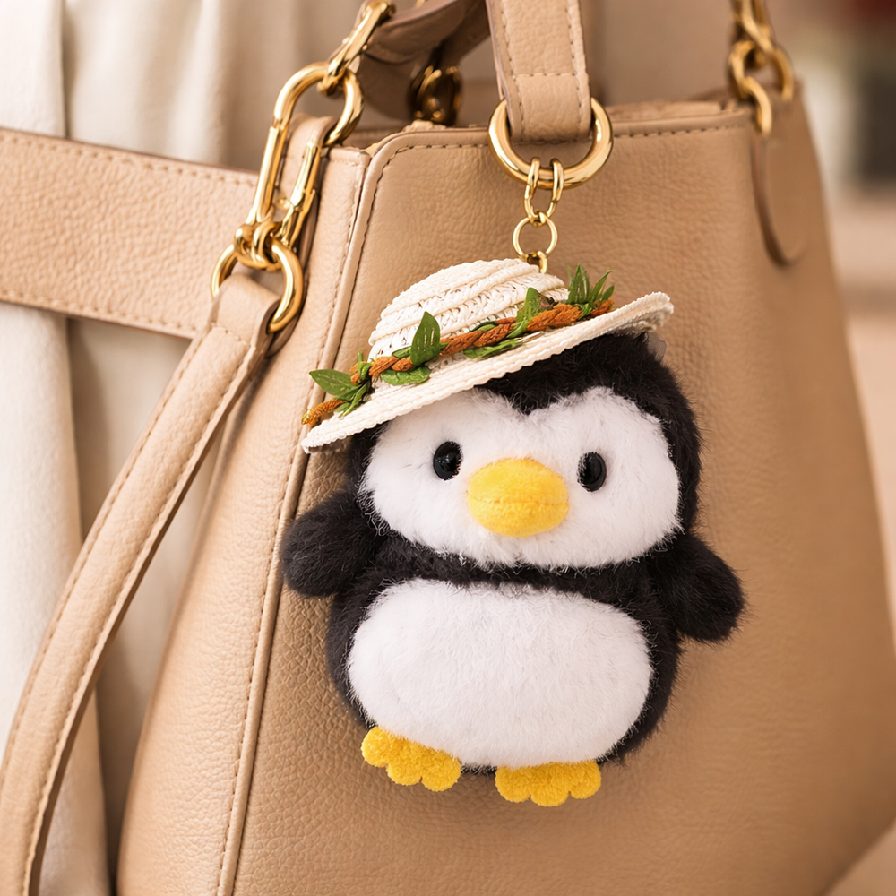 Colgante Peluche Pingüino Sombrero Negro 