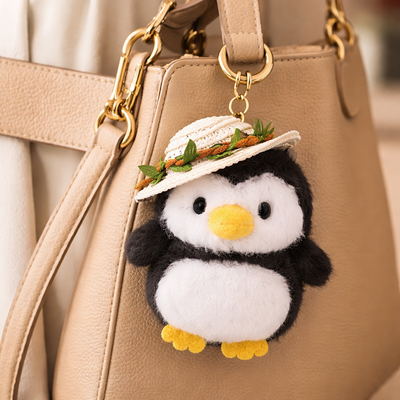 Colgante Peluche Pingüino Sombrero Negro 