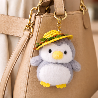 Colgante Peluche Pingüino Sombrero Gris