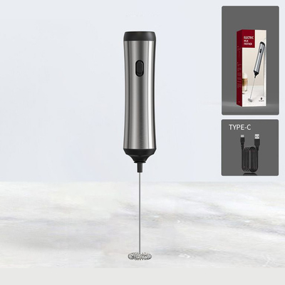 Batidor Eléctrico Espumador de Leche Plateado con Carga USB-Type C