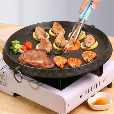 Plancha Estilo Coreano Redonda con Aros de Metal - Apto Horno/Hornalla