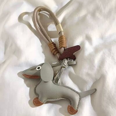 Doble Correa/Adaptador para Celular Perro Salchicha Gris