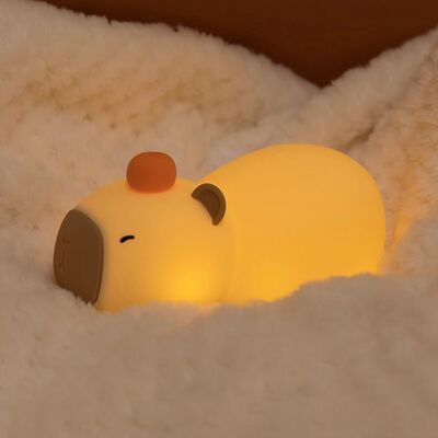Lámpara Nocturna 3 Niveles & 7 Colores c/Carga USB-C Capybara Naranja