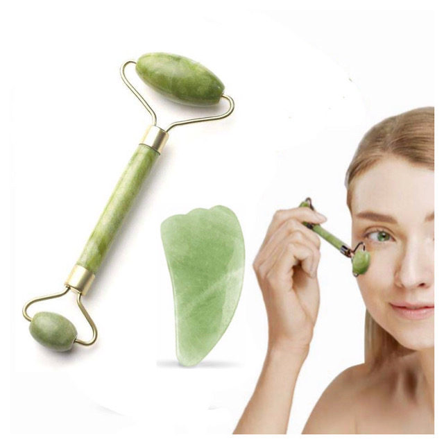 Rodillo y Gua Sha de Jade Claro