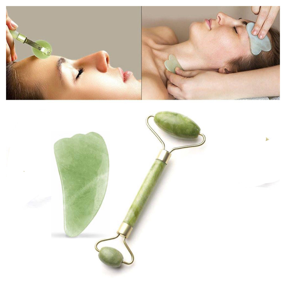 Rodillo y Gua Sha de Jade Claro