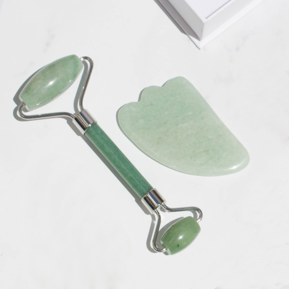 Rodillo y Gua Sha de Jade Oscuro