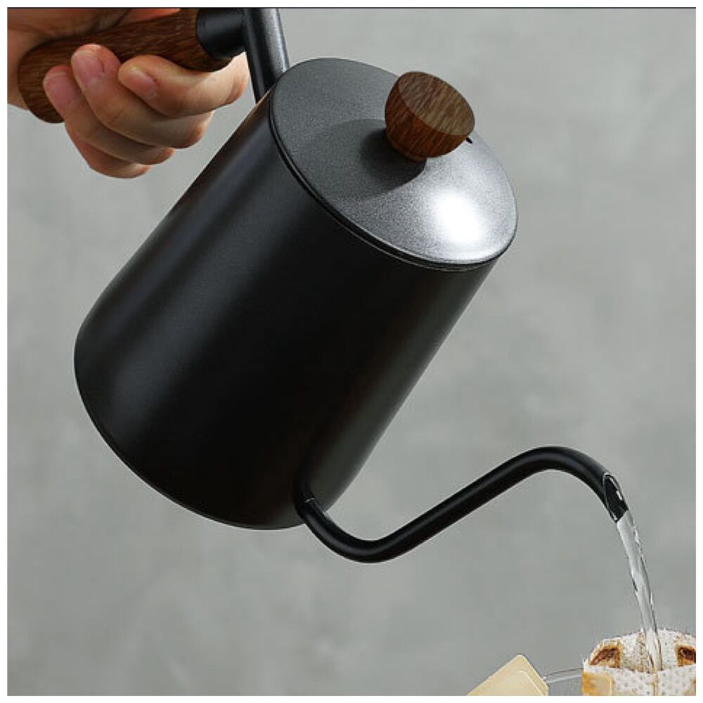 Cafetera de Acero Inoxidable con Mango de Madera 