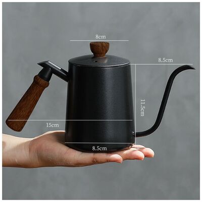 Cafetera de Acero Inoxidable con Mango de Madera 