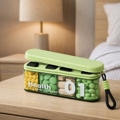 Pastillero con 4 Divisiones Verde